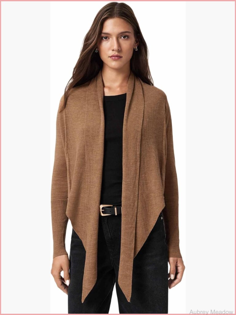 Pirate Cardigan, Wool Blend, Open Front, Long Sleeve, Relaxed Fit